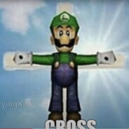 Luigi on a cross