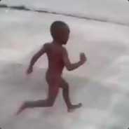 Naked black toddler running fast