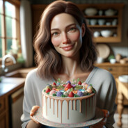 woman with cake.