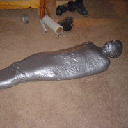 "Man" wrapped in duct tape