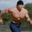 Arnold running in jeans