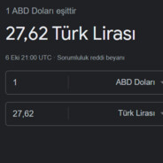 1 dolar 27,62 lira
