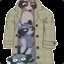 Three racoons in a trench coat