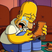 Homer Simpson crying eating boot