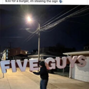 Five Guys sign stealer