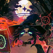 Dog with a witch hat