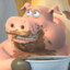 fat hog (eating slop)