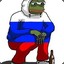 Squatting Pepe Drinking Beer