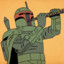 Boba Fett playing a clarinet