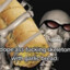 Dope skeleton with garlic bread