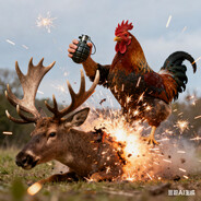 鸡把鹿炸了