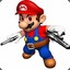 mario with two guns and red eyes