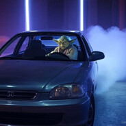 Yoda in a 2001 honda civic