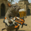 Kleine biertrinkende Maus