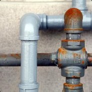 Clean pipe with a rusty pipe
