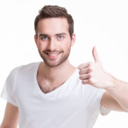 young man with thumbs up sign