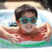 kid in kiddie pool