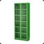 green bookshelf