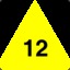 żółty trójkąt z dwunastką