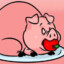 pig with apple in mouth