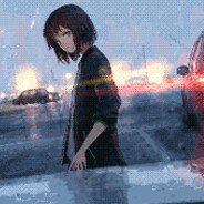 沐浴在雨中前行