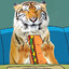 feline eating sandwich