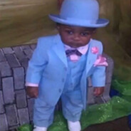 lil dude in a blue suit