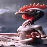 meditating chicken in a bowl