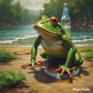 frog with the ginger ale on it