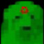 horrifically low res green dog