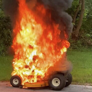 mower on fire