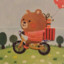 载满包裹和波点气球的可爱小熊熊