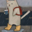 Sad cat in the rain drinking