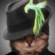 bad ass cat with green smoke