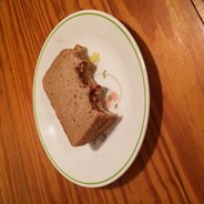 A half-eaten sandwich