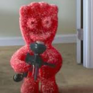 Sourpatch kid with the strap