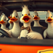 72 Very Handsome Ducks In A Car