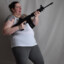 fat girl with a rifle