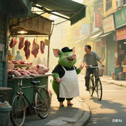 绿色的猪老板爱卖淋巴