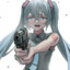 Hatsune Miku with a gun