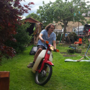 my friend mop on his bike