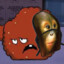 Meatwad with a Monkey Backpack