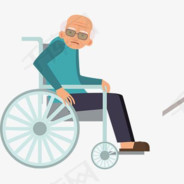 此时坐着轮椅的老爷爷