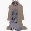 three raccoons in a trenchcoat