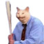cat with baseball bat