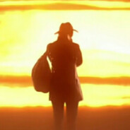 夕日の下の放浪者