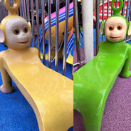 Conjoined Teletubbies Bench