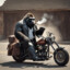 smoking gorilla riding a harley