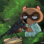 Tom Nook with a Sniper Rifle