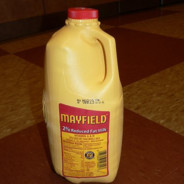 an expired milk jug